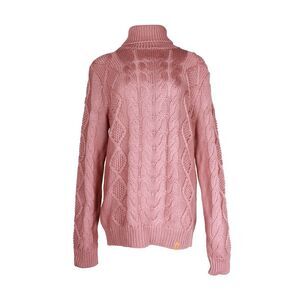 Tod's Cable-Knit Turtleneck Sweater in Pink Merino Wool